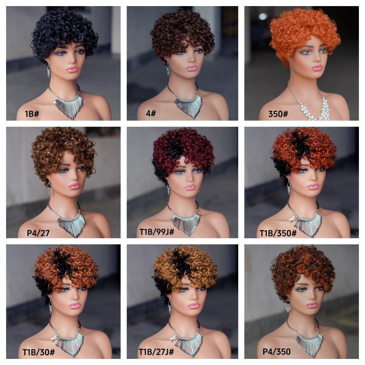 Real Human Hair Wig Short Hair Woman Color Lace Front India Afro Kinky Curly Pixie Cut Short Bob Wigs