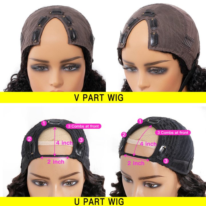 Brazilian Remy Curly Human Hair Wigs V-shaped Headband wig and U-shaped without glue Female curly hair