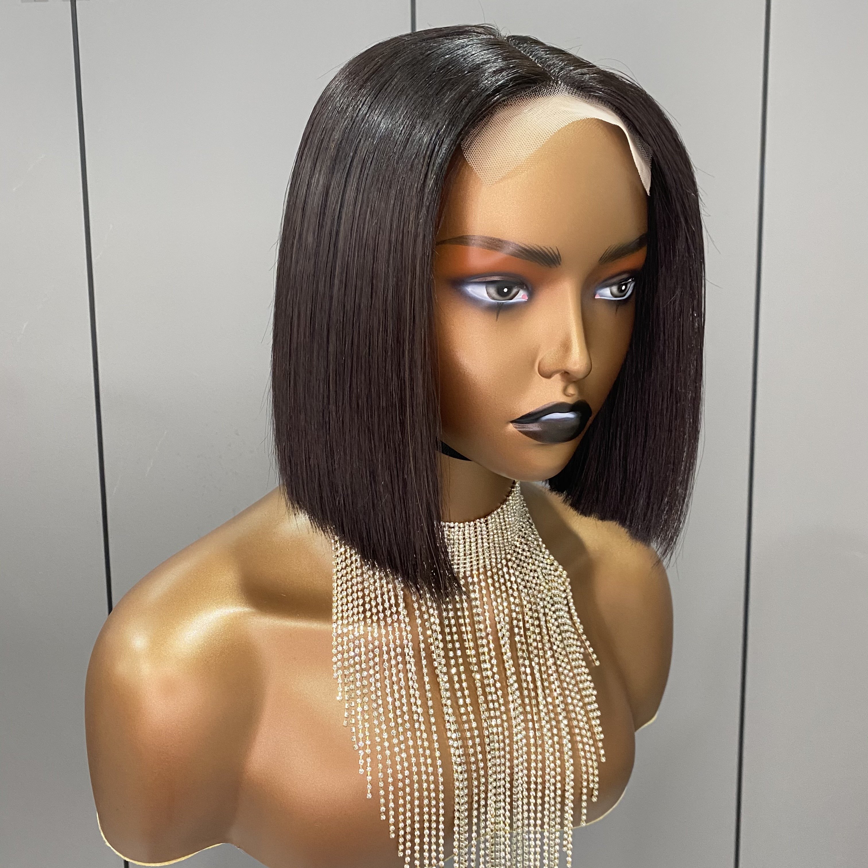Vietnamese Hair SDD Short Bob Human Hair Wigs Women Bone Straight 4*4 Transparent Lace Closure Frontal Wig