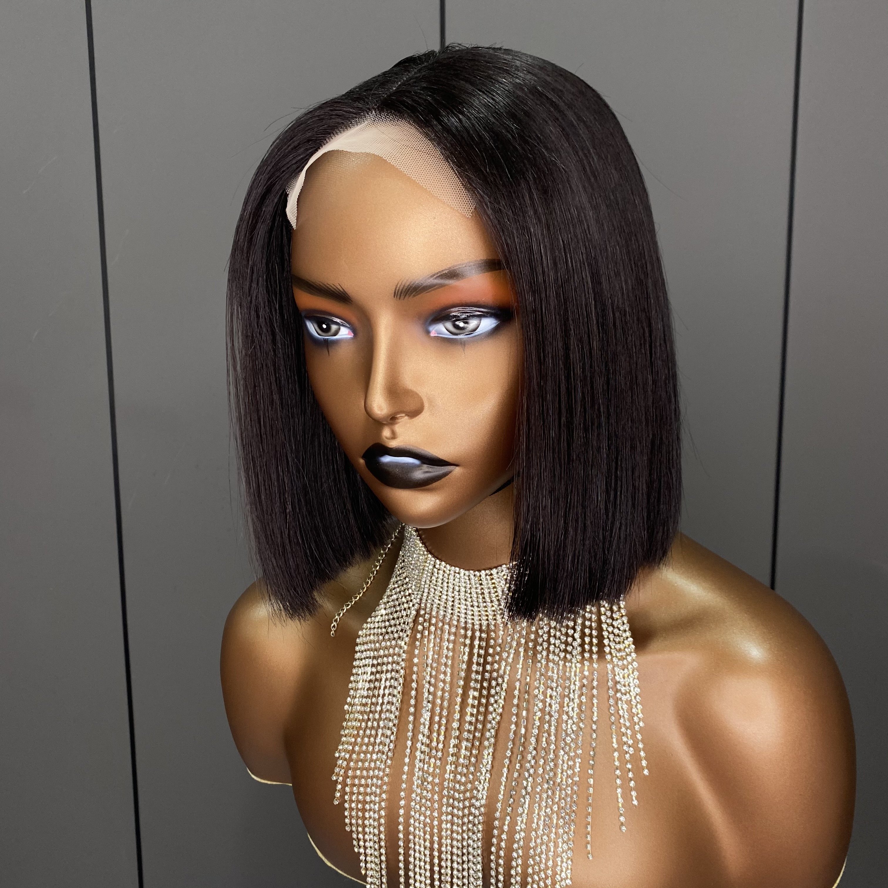 Vietnamese Hair SDD Short Bob Human Hair Wigs Women Bone Straight 4*4 Transparent Lace Closure Frontal Wig