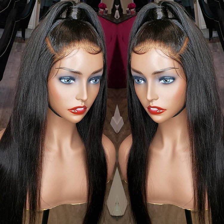 Natural Black Bangs Wigs Natural Human Hair Fringe Machine Made Cuticle Aligned Human Hair Wigs With Bang For Black Women
