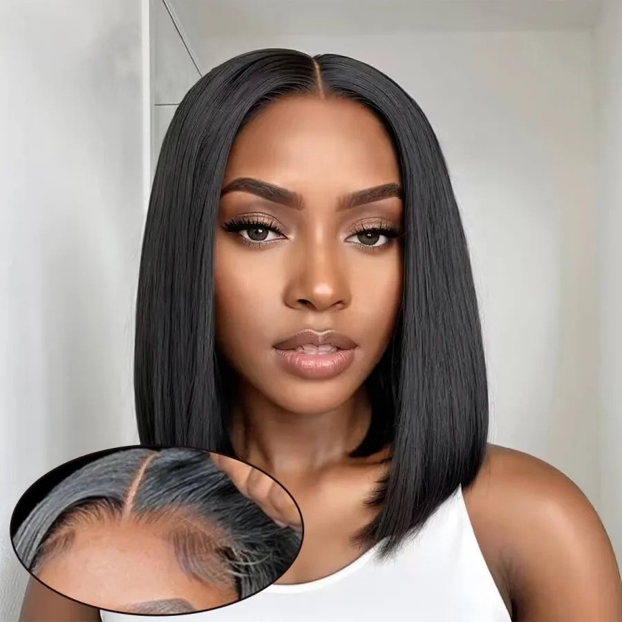 Wholesale Peruvian Short Bob Wig Pre-Plucked Human Hair Wigs 13x4 Glueless HD Transparent Lace Frontal Wigs for Women