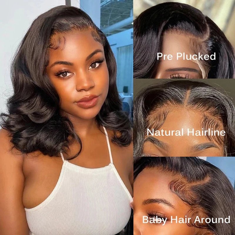 Wholesale Peruvian Short Bob Wig Pre-Plucked Human Hair Wigs 13x4 Glueless HD Transparent Lace Frontal Wigs for Women