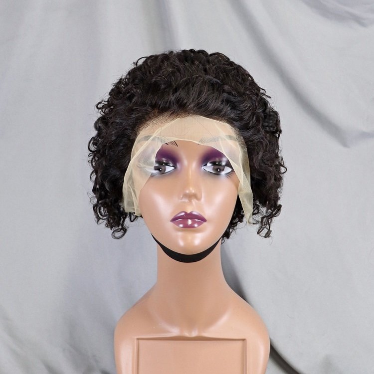 Wholesale Cheap Bob Wig 13x4 Lace Frontal Natural Color Pixie Cut Short Curly Human Hair Wigs Lace Front Wigs For Black Women