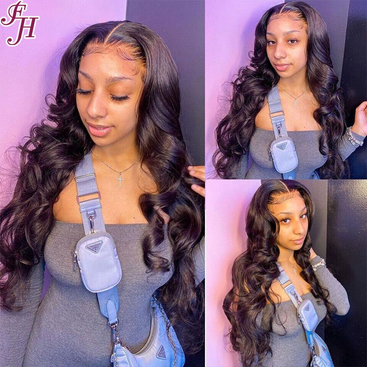 FH factory wholesale raw indian natural 20 inch 300% density human hair wigs body wave wig