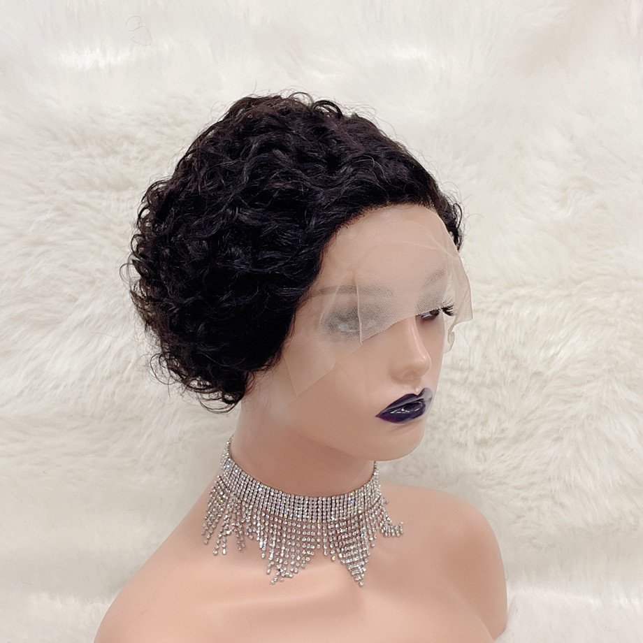Factory Outlet Pixie Cut Curly Human Hair Wigs T Part Lace Wigs Glueless Short Cut Brazilian Hair Wig