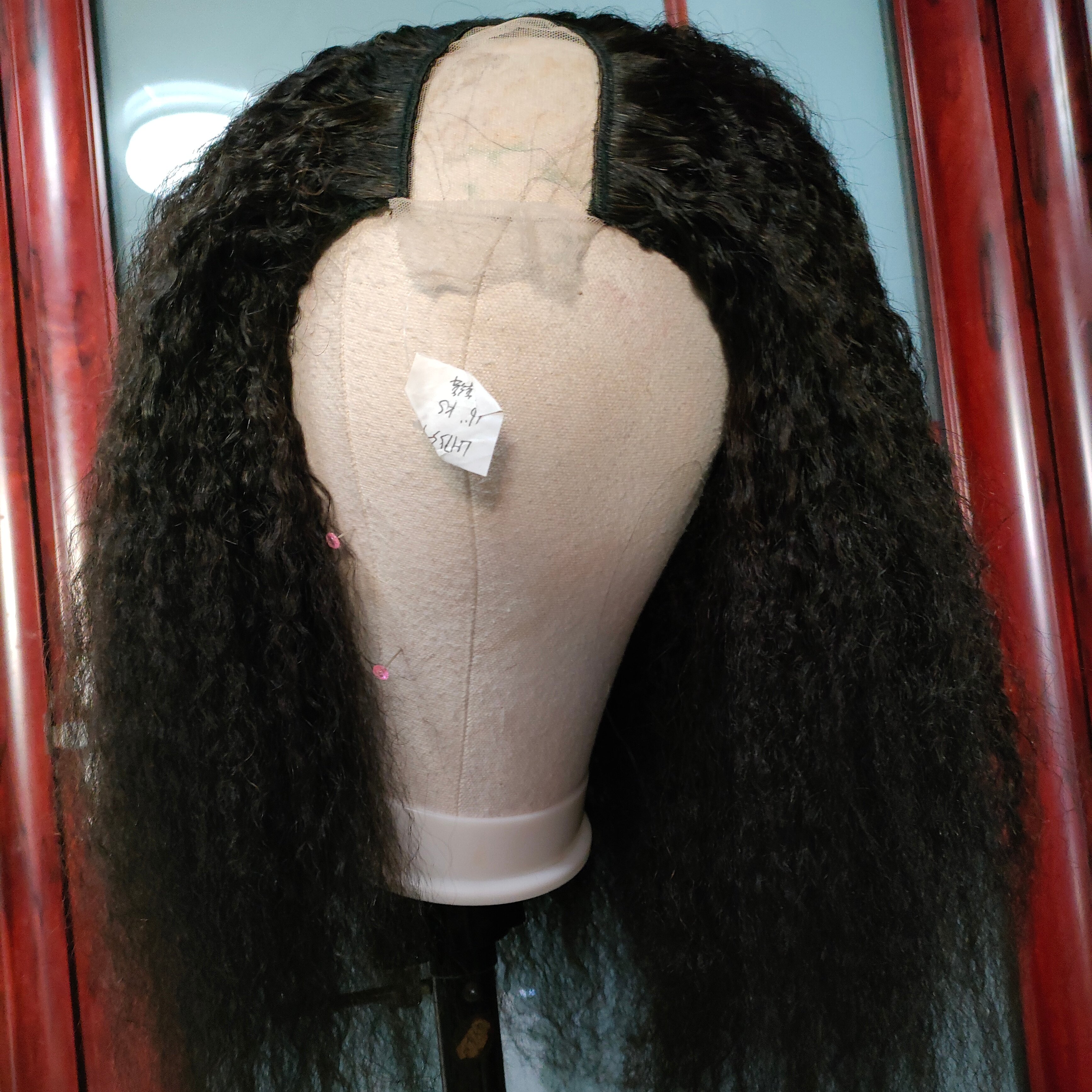 Amara supplier 100%human wig kinky straight u part wig wholesale price u-part human hair wig black water wave fast ship in stock