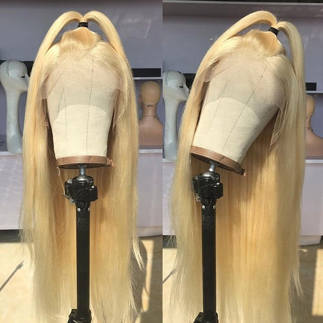 150% Density Raw Virgin Blonde 613 Transparent Lace Front Wig Pre Pluck Lace Closure Human Hair Wigs For Women