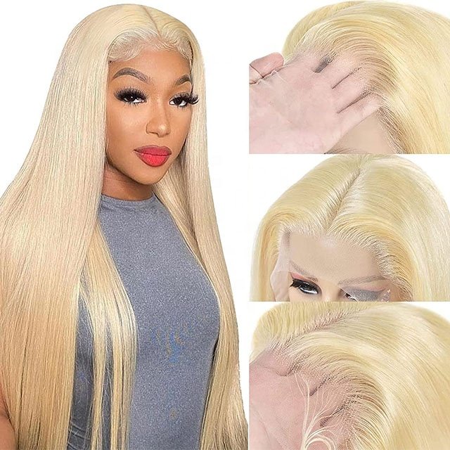 150% Density Raw Virgin Blonde 613 Transparent Lace Front Wig Pre Pluck Lace Closure Human Hair Wigs For Women