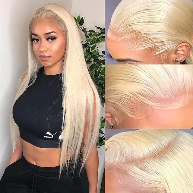 150% Density Raw Virgin Blonde 613 Transparent Lace Front Wig Pre Pluck Lace Closure Human Hair Wigs For Women