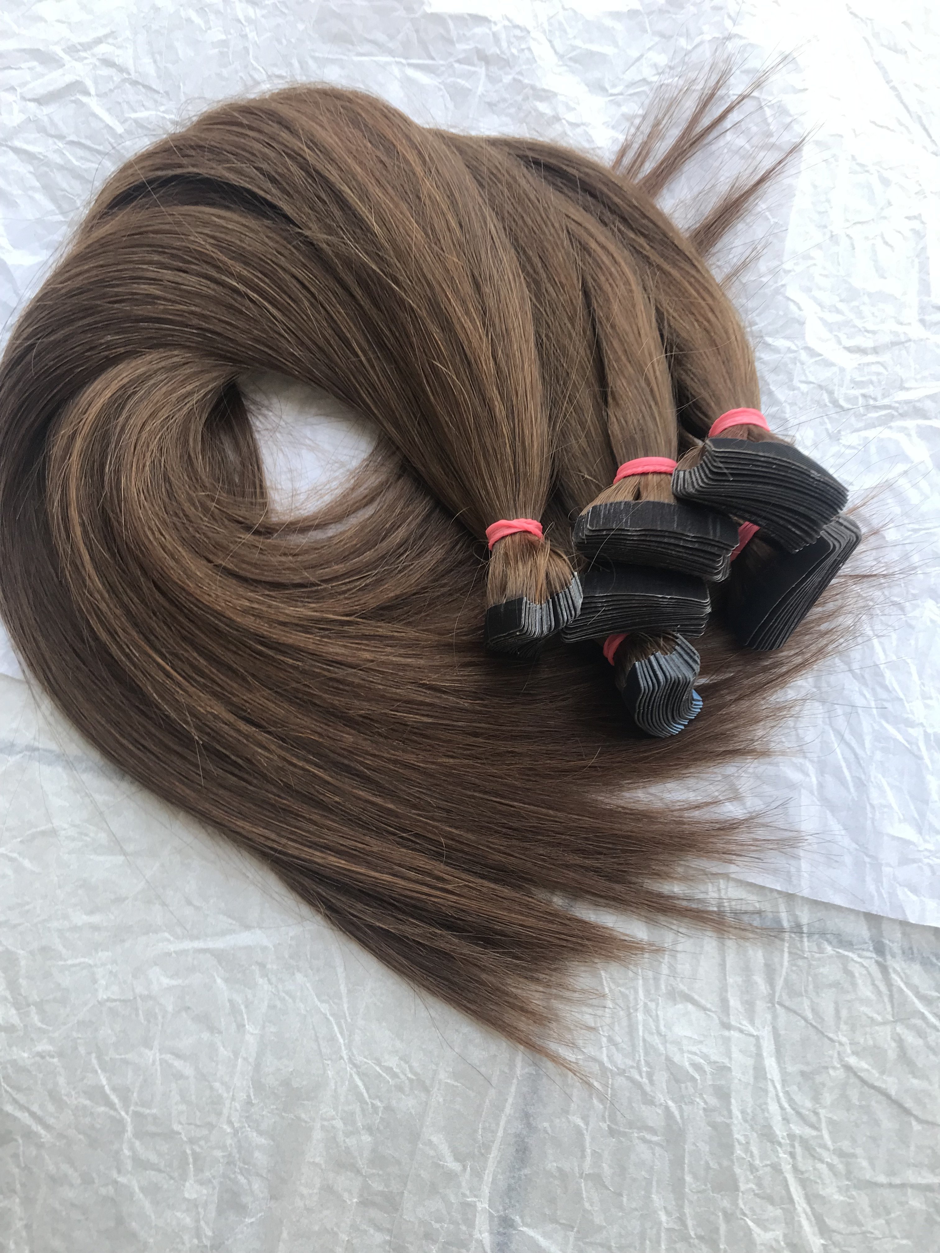 Full Cuticle Aligned Tape In Hair Extension Remy Tape 100% Tape In Colour No #6 Straight 100 Grams Per Pack Human Hair Extension
