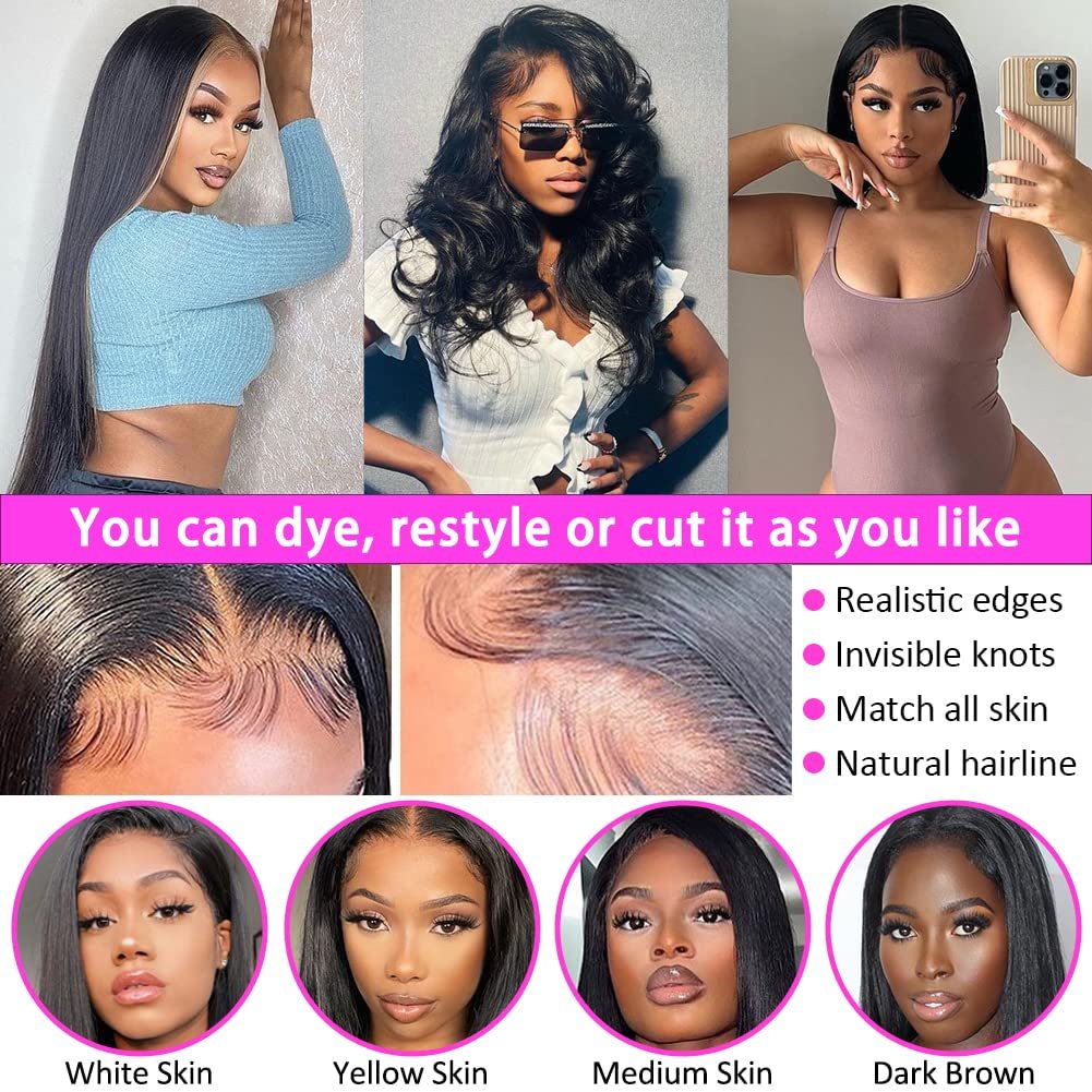 Blonde Highlight Hd Transparent Lace Front Wig Bone Straight Human Hair Wig 24 Inch Blonde Hd Lace Frontal Wigs For White Women