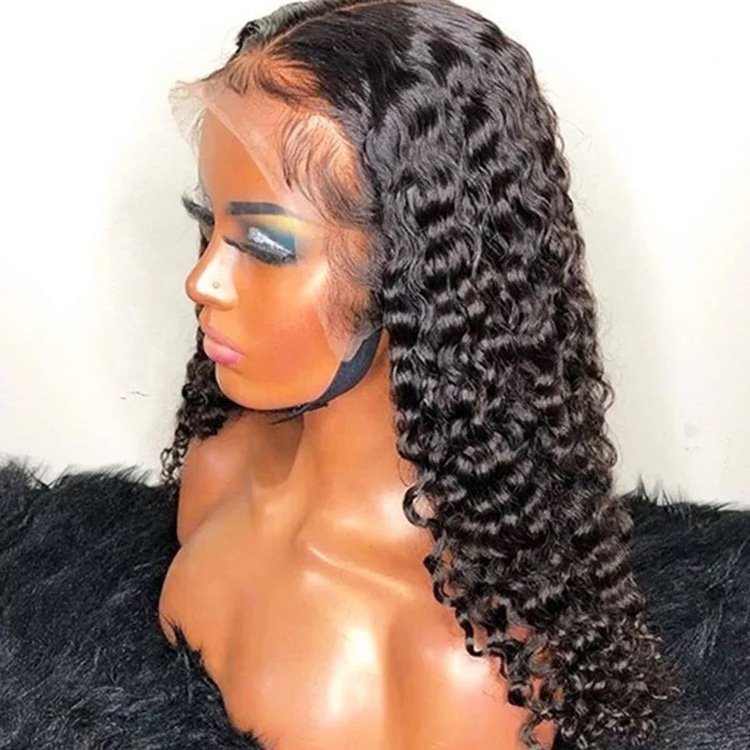 Wholesale Afro Kinky Curly Front Full Lace Human Hair Wig, Natural Black Long Curly Brazilian Hair Lace Wigs For Women
