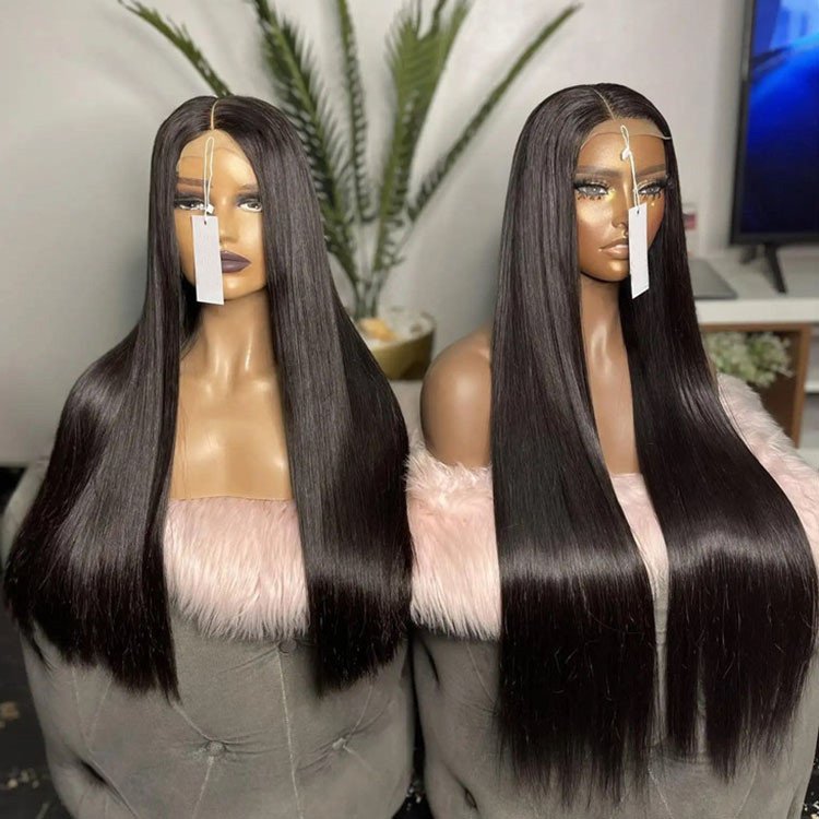13x6 Raw Indian Lace Frontal Human Hair Wig ,Glueless HD Full Lace Front Wigs, Brazilian Straight Loose Deep Wig For Black Women