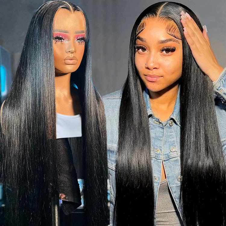 13x6 Raw Indian Lace Frontal Human Hair Wig ,Glueless HD Full Lace Front Wigs, Brazilian Straight Loose Deep Wig For Black Women