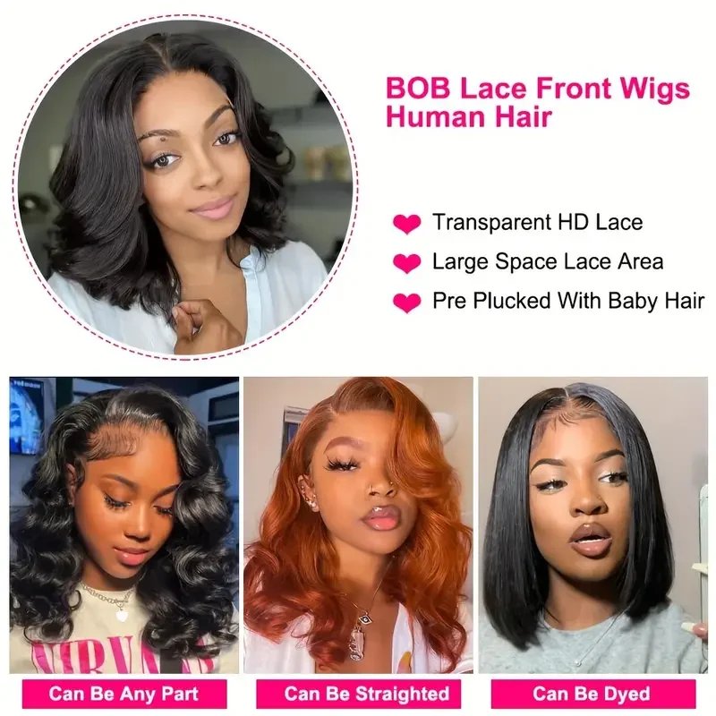 100% Human Hair Wigs Transparent Lace Front Remy Human Hair