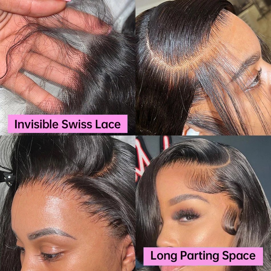 100% Human Hair Wigs Transparent Lace Front Remy Human Hair