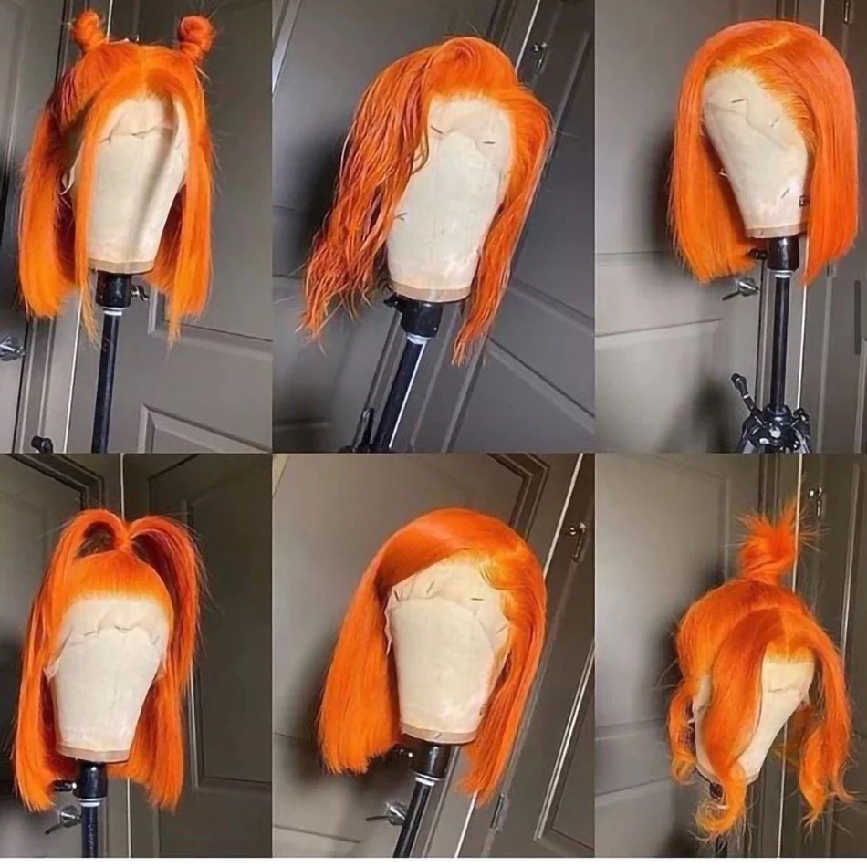 Women Hair Wig Short Bob Ginger Orange Color Human Hair Wigs 13X4 13X6 HD Lace Front Brazilian Human Hair Wigs For Black Women
