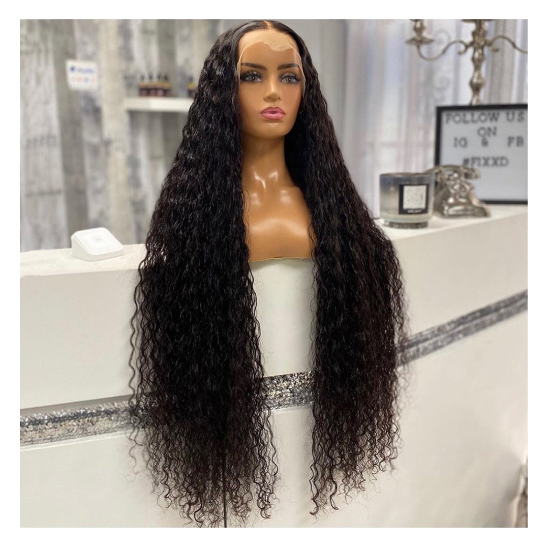 100% Human Hair Ready Go Glueless Wigs HD Transparent Lace Front Brazilian Water/Curly Deep Wave Baby Hair Straight Style Wig
