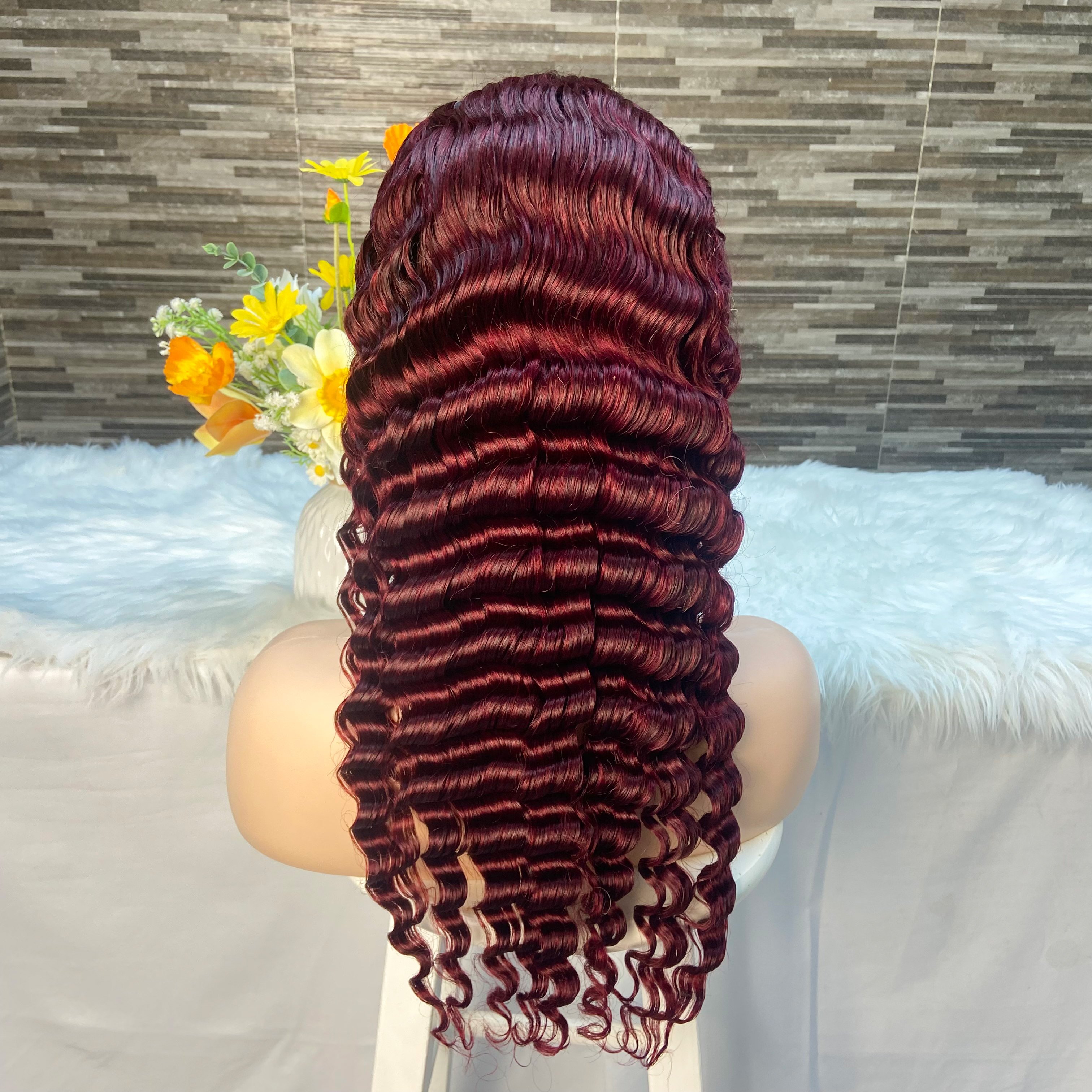 Vietnamese Wig Deep Wave 13x4 Transparent Lace Frontal Wigs Remy Human Hair Wigs 99j Color for Black Women