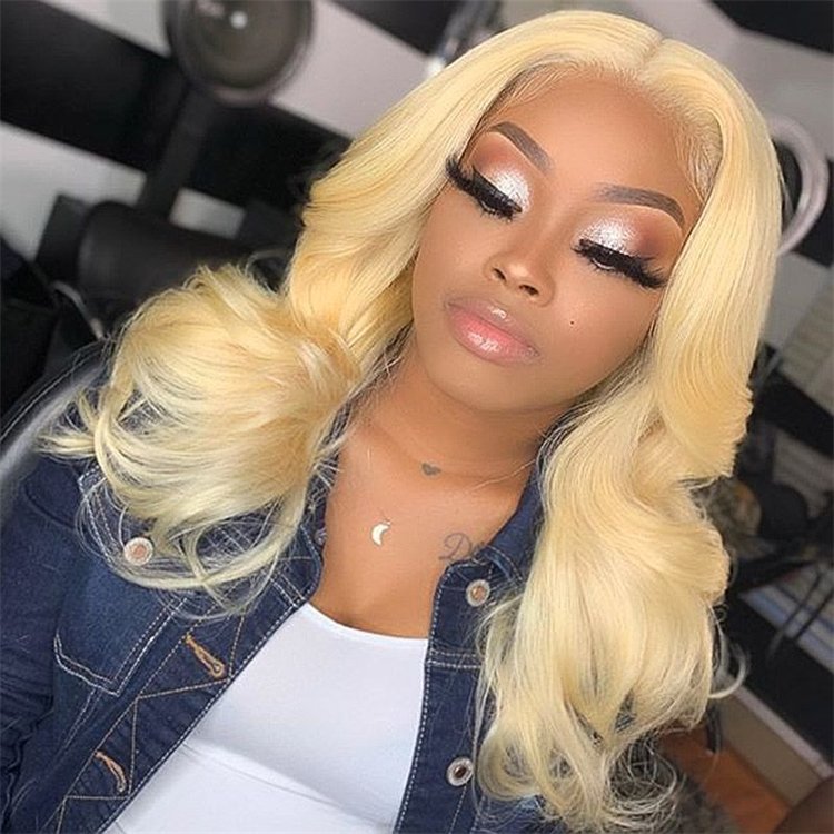 China Supplier Blonde Full Lace Human Hair Wig 13*4 613 #Body Wave Lace Frontal Wig