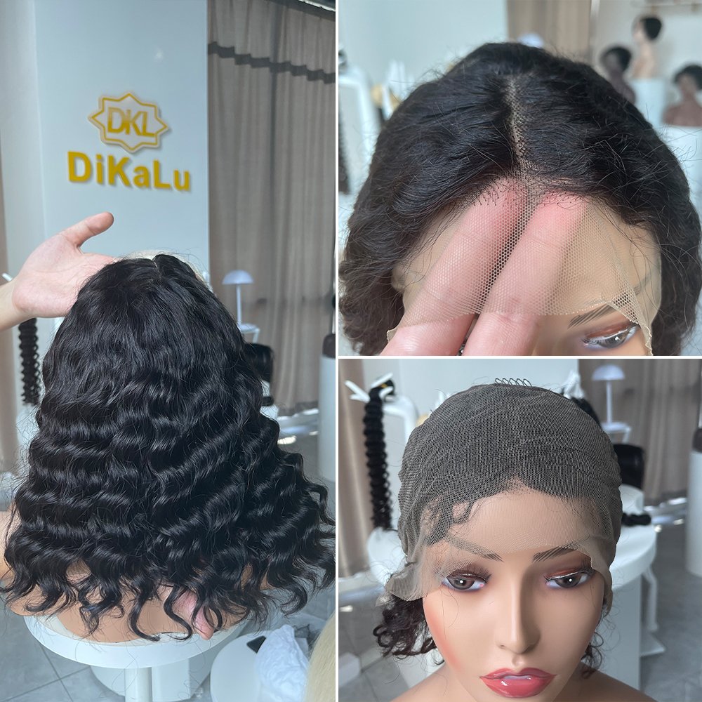 Wholesale Curly Short Bob Wig 13x4 Transparent Lace Front Wig Human Hair 180% Density Lace Front Brazilian Human Hair Wigs