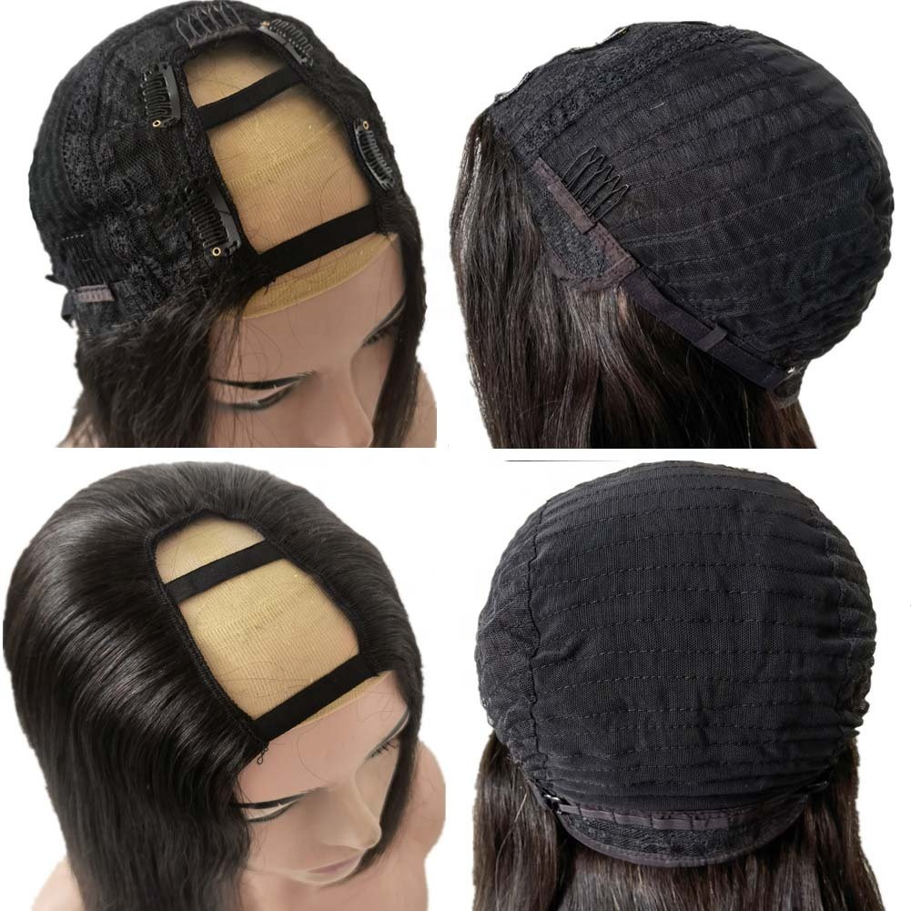 Kinky Straight U Part Wig with Clip in Italian Coarse Yaki Human Hair Glueless U Shape Wigs for Black Women Brazilian Hair Long