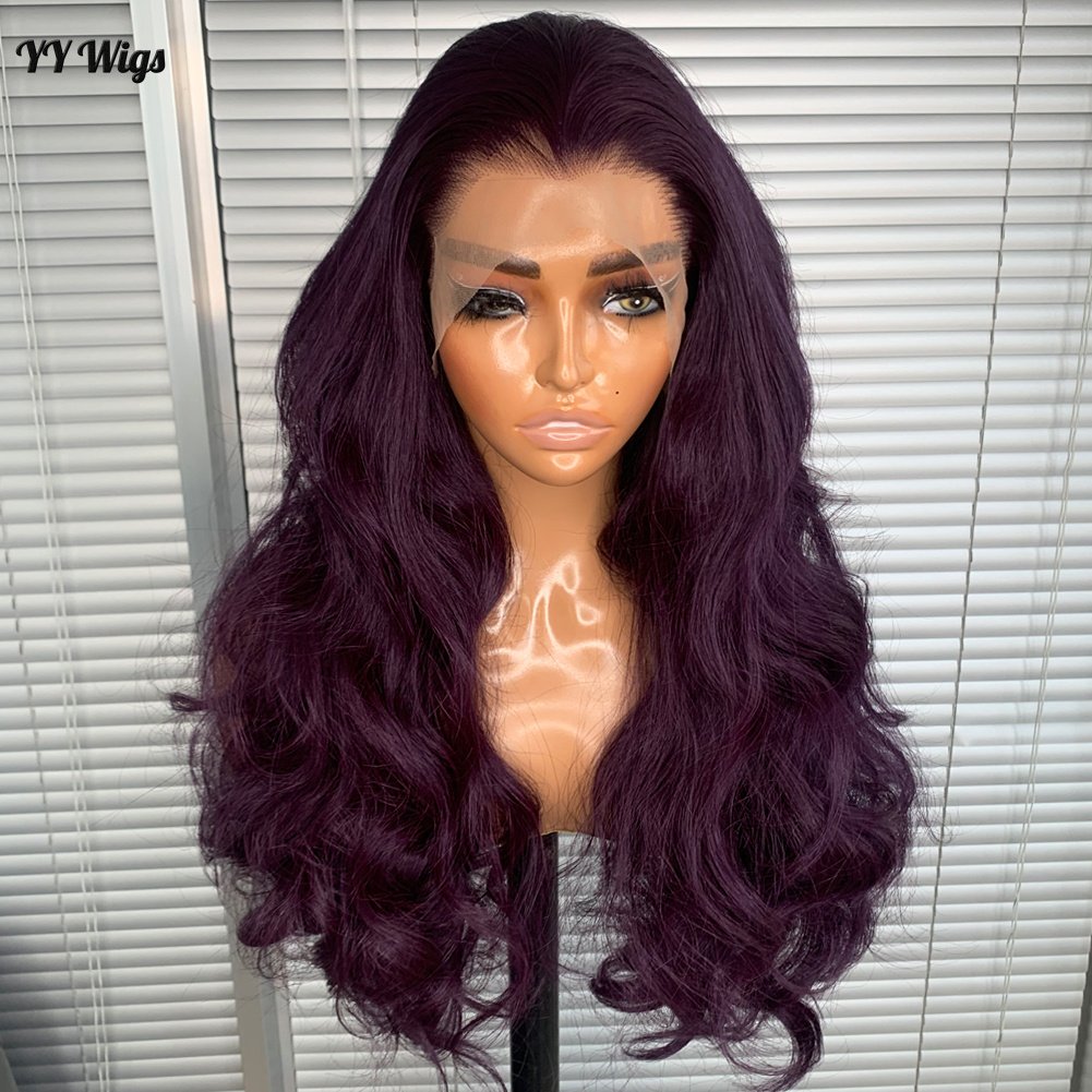 Purple 950# Long Deep Wave 13X4 Glueless Lace Front Heat Resistant Half Hand Tied Wig Black Women Futura Hair 950# Long Wigs Wig