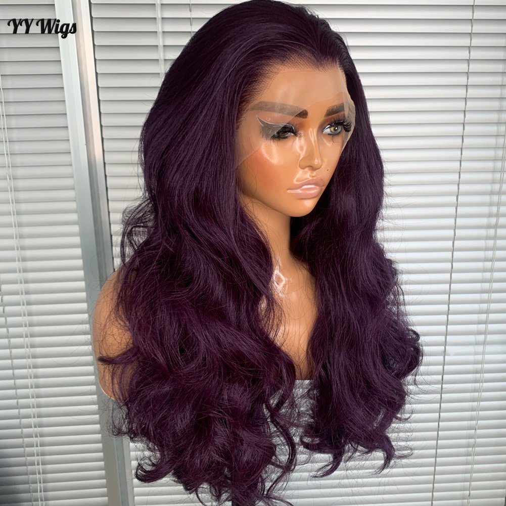 Purple 950# Long Deep Wave 13X4 Glueless Lace Front Heat Resistant Half Hand Tied Wig Black Women Futura Hair 950# Long Wigs Wig