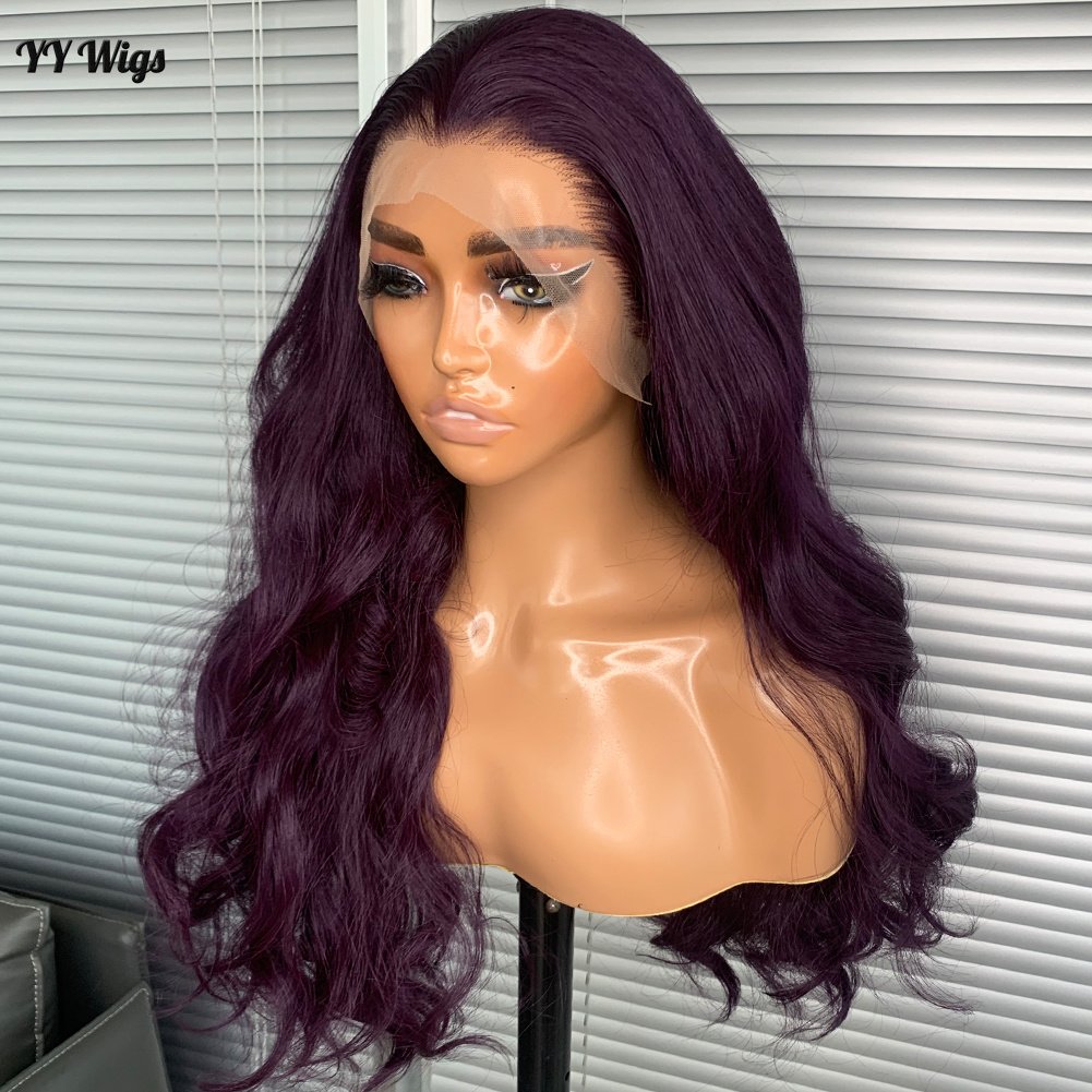 Purple 950# Long Deep Wave 13X4 Glueless Lace Front Heat Resistant Half Hand Tied Wig Black Women Futura Hair 950# Long Wigs Wig