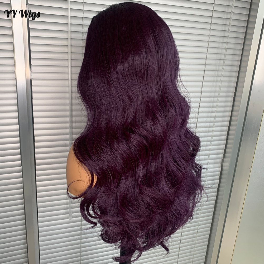 Purple 950# Long Deep Wave 13X4 Glueless Lace Front Heat Resistant Half Hand Tied Wig Black Women Futura Hair 950# Long Wigs Wig