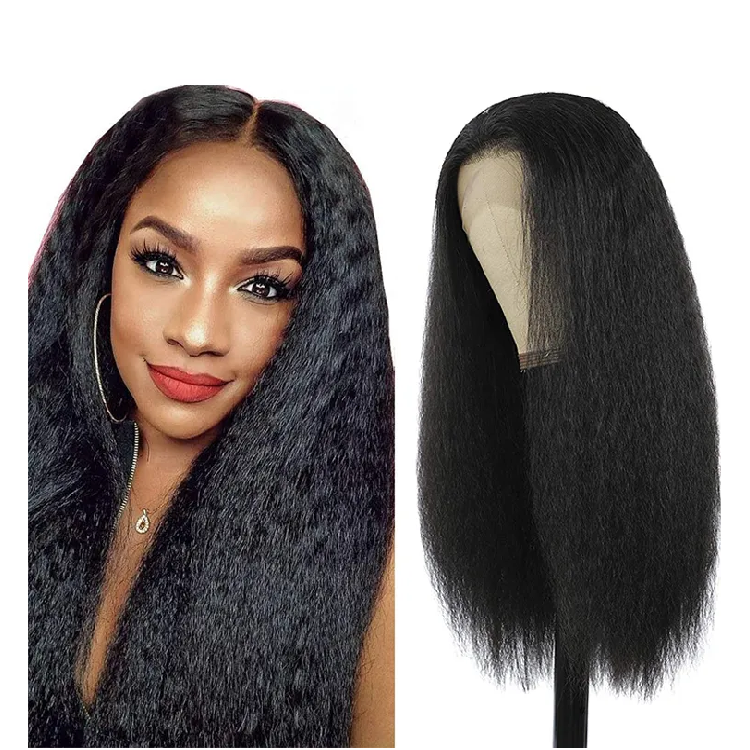New Kinky Straight Baby Hair 13X4 HD Full transparent Lace Front Human Hair Wigs Natural Hairline Kinky Straight Hair