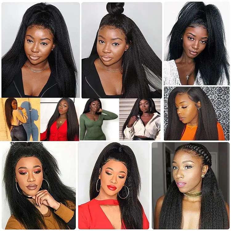 New Kinky Straight Baby Hair 13X4 HD Full transparent Lace Front Human Hair Wigs Natural Hairline Kinky Straight Hair
