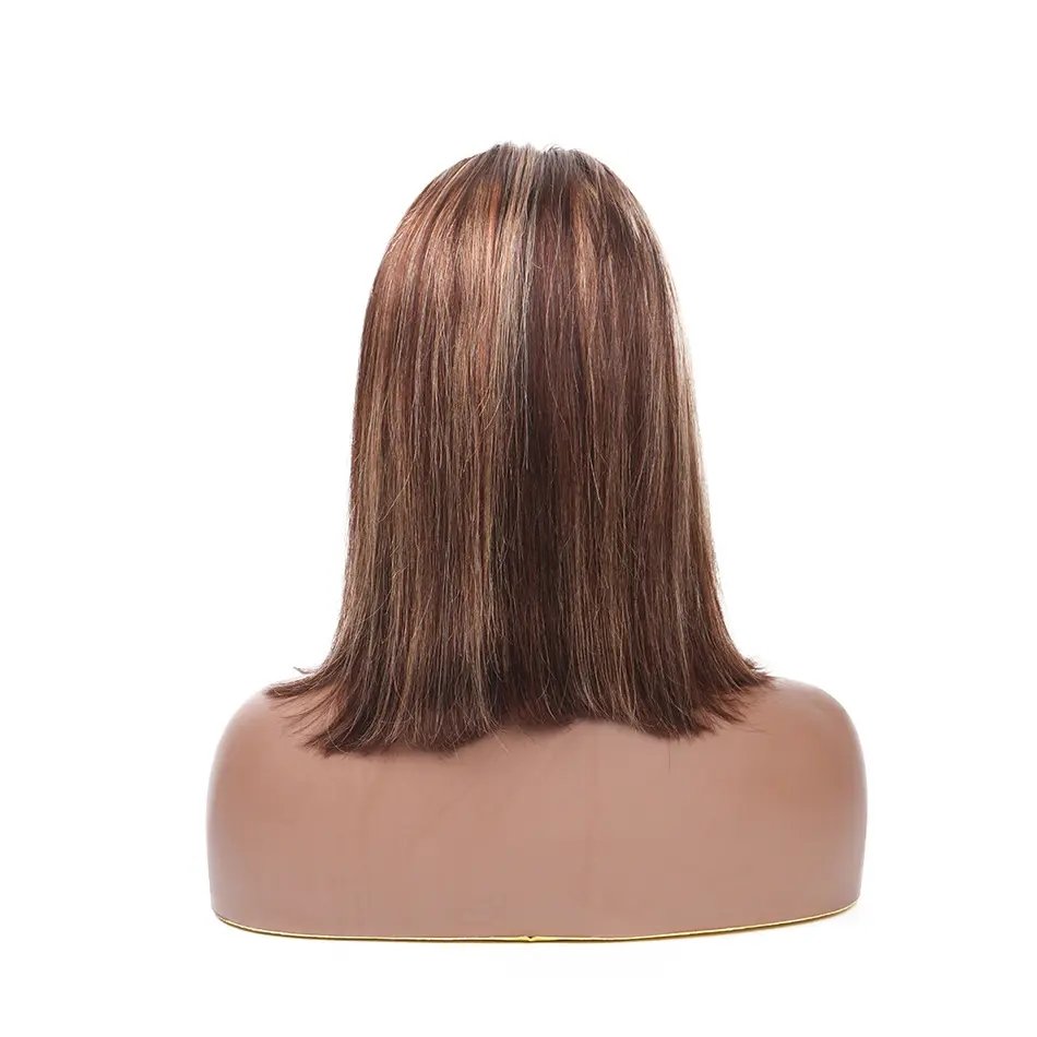 Wholesale Piano Color BOB Wig P4/27# Virgin Brazilian Straight Bob Human Hair Wigs Highlight Hd Lace Frontal Wig Vendors