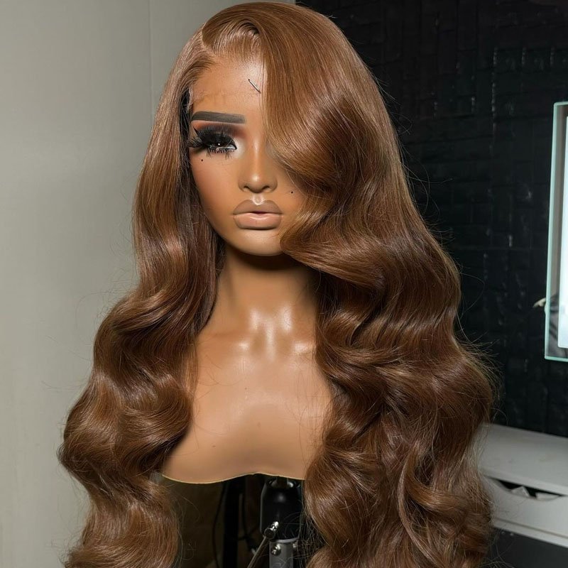 13x4 Full Frontal Wigs Human Hair Brown Color 100% Virgin Vietnamese Hair Glueless Body Wave Lace Front Wigs for Woman