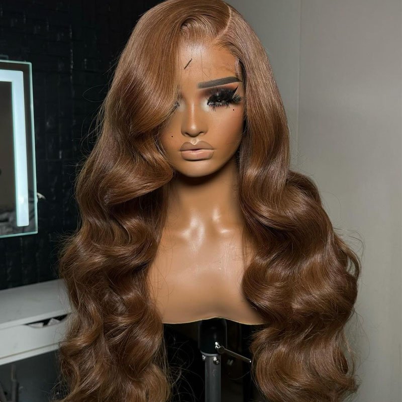 13x4 Full Frontal Wigs Human Hair Brown Color 100% Virgin Vietnamese Hair Glueless Body Wave Lace Front Wigs for Woman