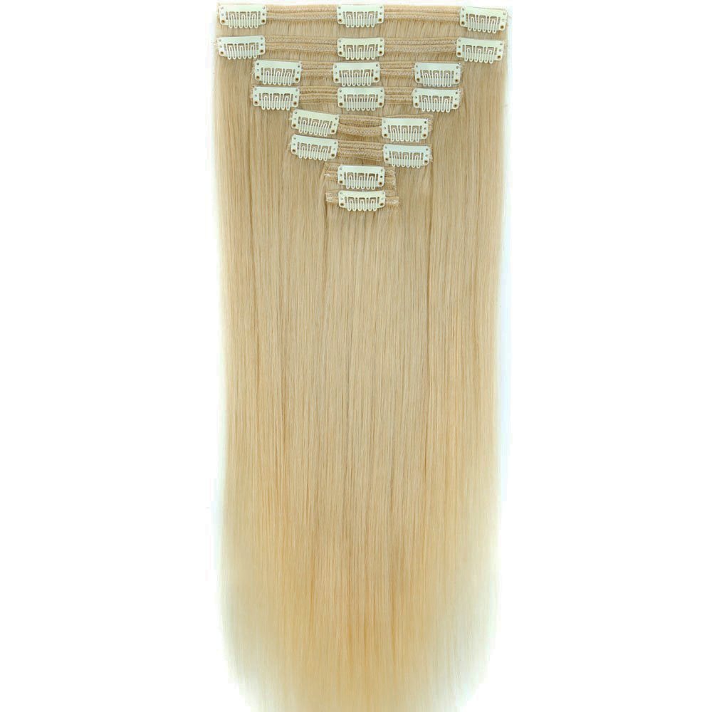 24 inch Clip-in Human Hair Extensions Grey Color Free Sample Curly blonde Clip in Hair Extensions