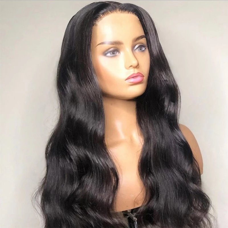 Cuticle Aligned Unprocessed Brazilian Human Hair Lace Front Wig Body Wave Natural Black Virgin Remy Human Hair Lace Frontal Wigs
