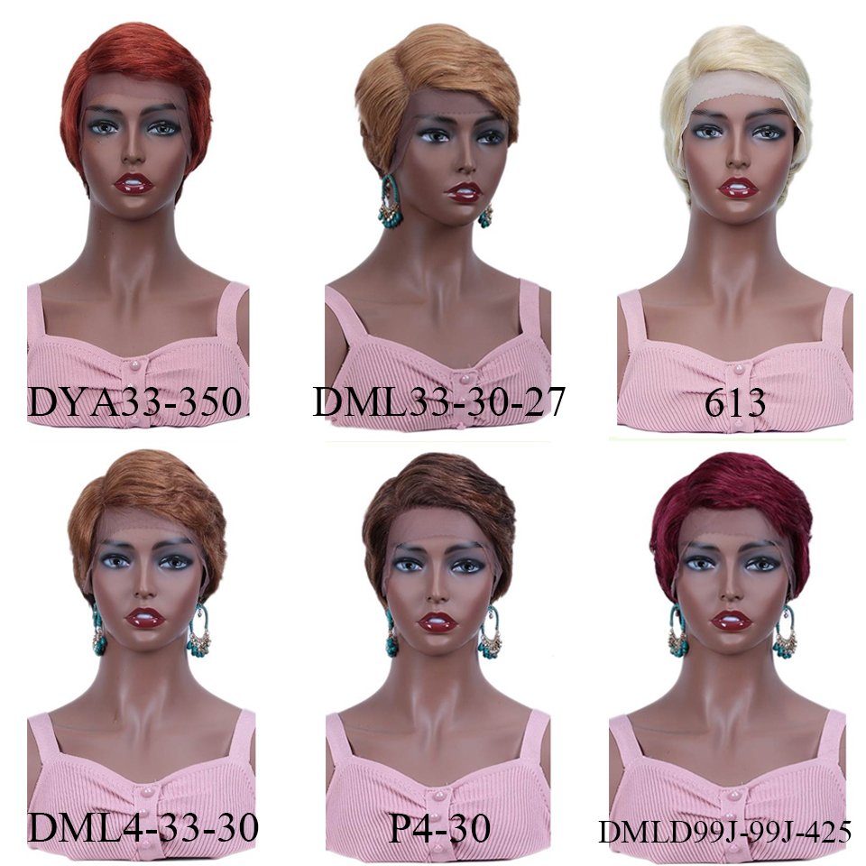 Wholesale Cheap Straight Pixie Cut Wigs Lace Part Human Hair Wigs Lace Front Pre Plucked Brazilian Short Wigs For Women