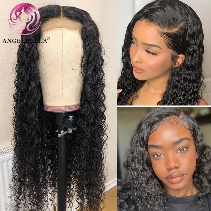 AngelBella High Density Human Hair Wigs 13x4 Hd Lace Wig Deep Wave 28 Inch 200 Density Brazilian Hair Virgin Human Wig