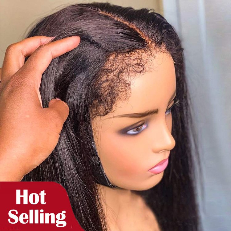 4C Edge Kinky Straight Glueless Wig Baby Hair 13X4 HD Transparent Lace Front Human Hair Wigs Kinky Curly Natural Human Hair Wigs