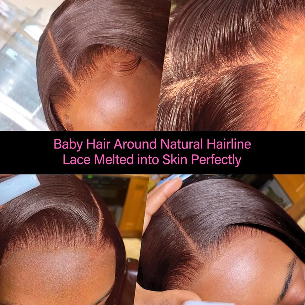 Brown HD Lace Front BOB Wig Short Cut Bob Wig Lace 5x5 Closure Wigs Transparent #4 Raw Human Hair Colored Dark Brown Swiss Lace