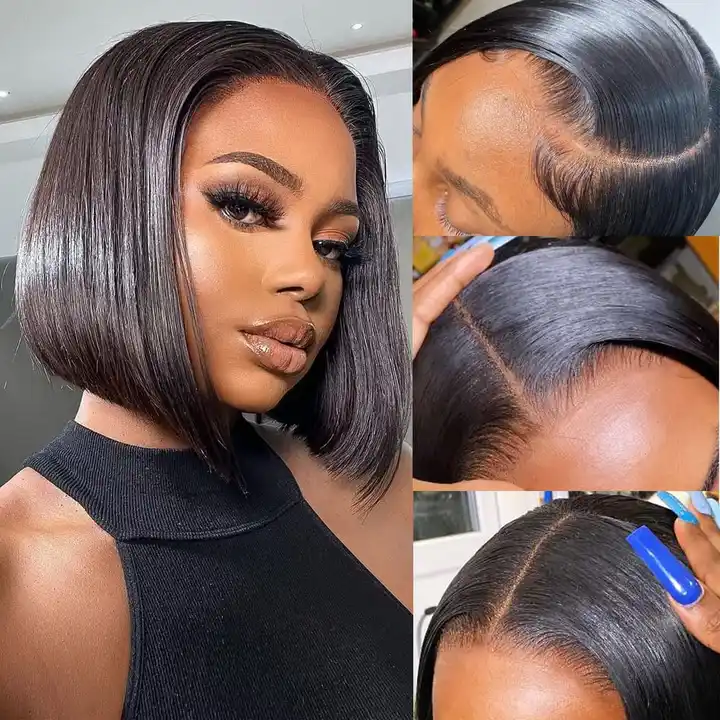 Cheveux Humain Perruques-naturel Glueless Bob Wigs Lace Front Pixie Cut Hd Lace Wig Straight Lace Frontal Virgin Human Hair Wigs