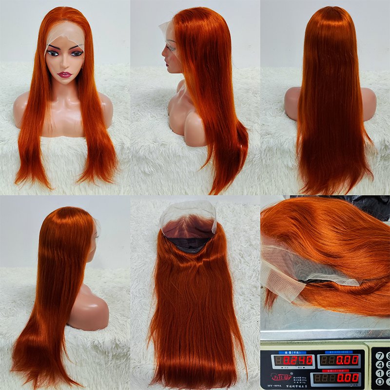 Letsfly 350# Ginger Color Lace Frontal Wigs 3PCS Deep Wave Human Hair Wig 30inch Raw Burmese Curly Hair Human Wig