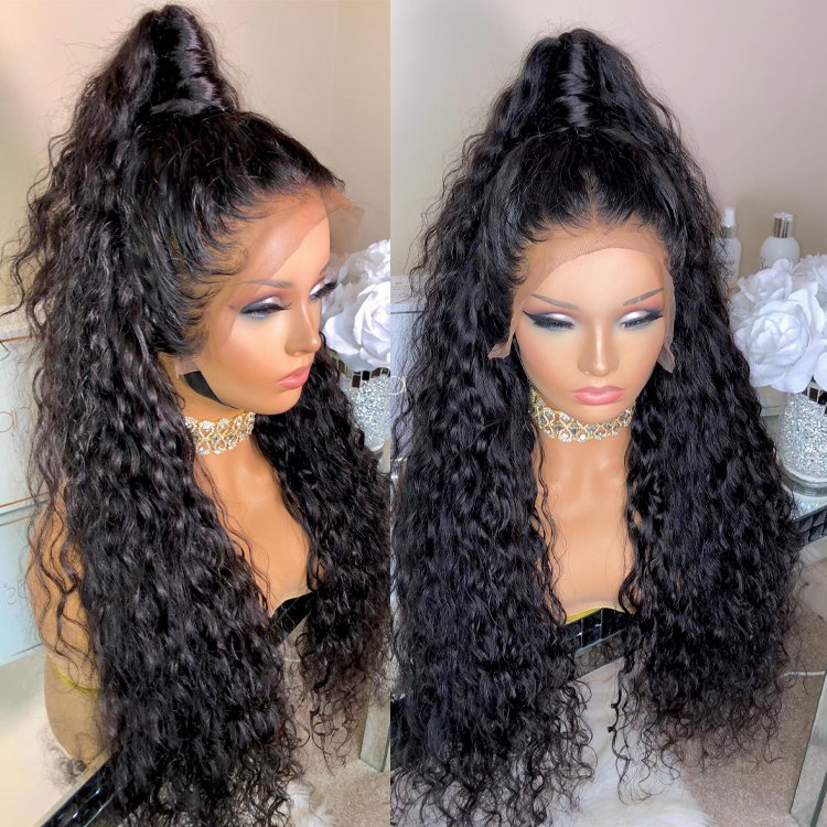 Brazilian Curly Human Hair Lace Frontal Wig With Baby Hair 360 Lace Front Human Hair Wigs 28 Inch