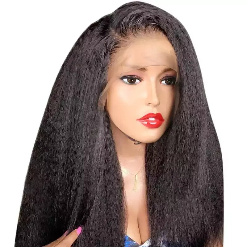 Wholesale Yaki Straight Wig 13x4 Lace Frontal Brazilian Human Hair Wigs Swiss Lace Kinky Straight Lace Frontal Wigs Vendors