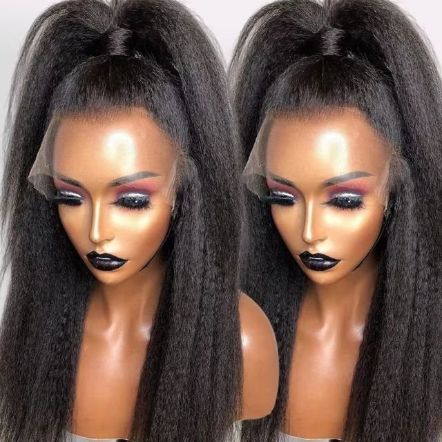 Wholesale Yaki Straight Wig 13x4 Lace Frontal Brazilian Human Hair Wigs Swiss Lace Kinky Straight Lace Frontal Wigs Vendors