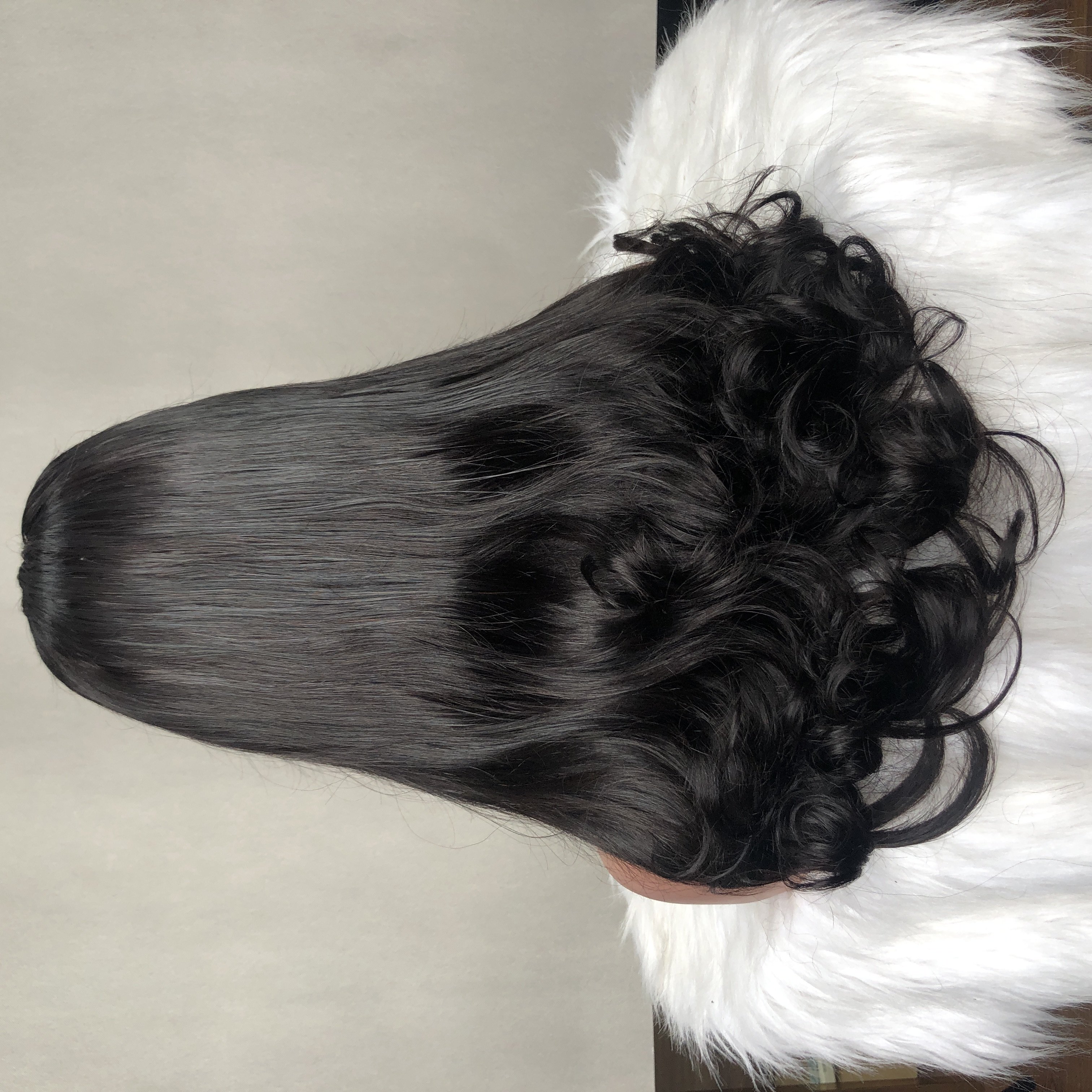 High end 12A Grade Hair Super Double Drawn Curve Straight Wig With Lace Closure 100% Human Hair Wig #Natural Color For Women