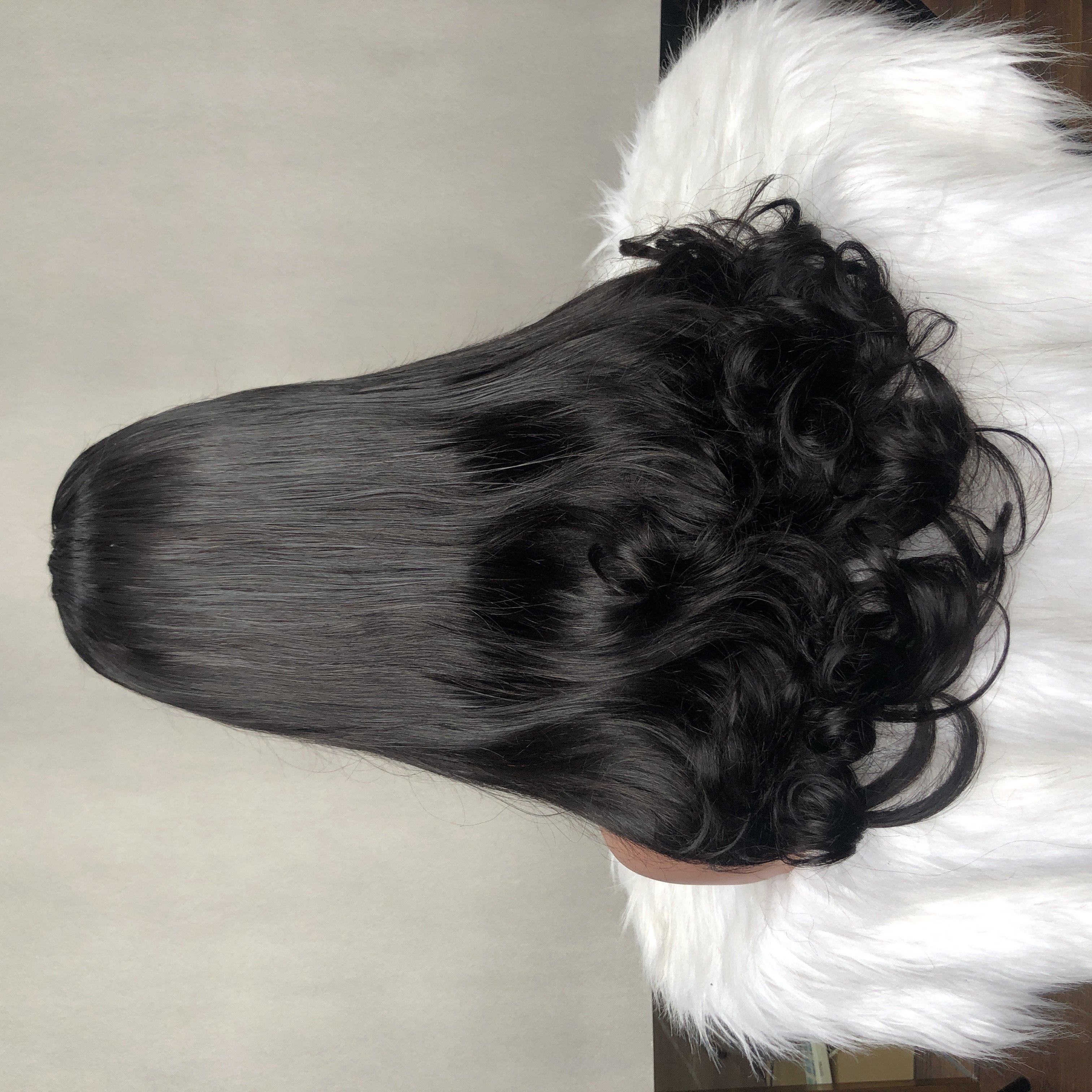 High end 12A Grade Hair Super Double Drawn Curve Straight Wig With Lace Closure 100% Human Hair Wig #Natural Color For Women