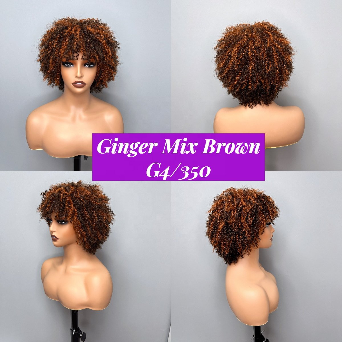 New 6 Inch Afro Kinky Curly Bob Wig With Bangs ,Machine Made Wear And Go Wig, Cheap Brazilian Hair Bob Wigs For Black Women